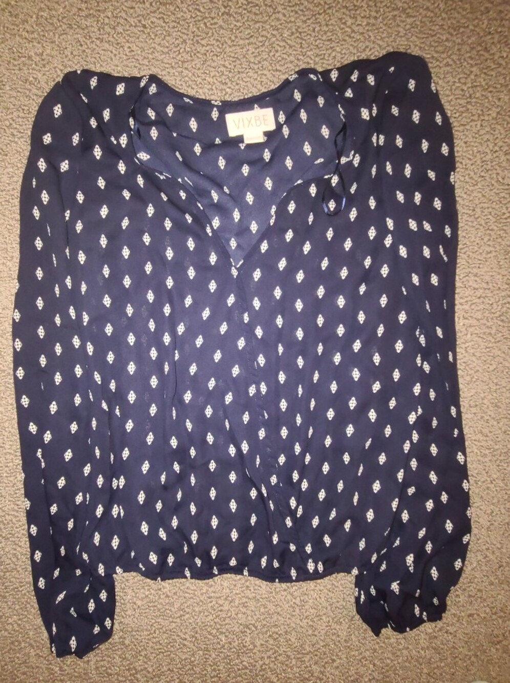 Navy Printed Long-Sleeve Tunic